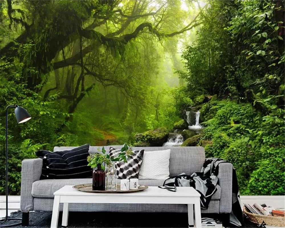 Beibehang Customized Modern Photo 3d Wallpaper Forest Stream Tv Background  Wall Nature Scenery Living Room Wall Cloth Wallpaper - Wallpapers -  AliExpress