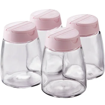 

4PCS Kitchen Glass Spice Shaker Jar Sugar Salt Pepper Herbs Storage Bottle BBQ Spice Containers Storage Bottle LX2271715