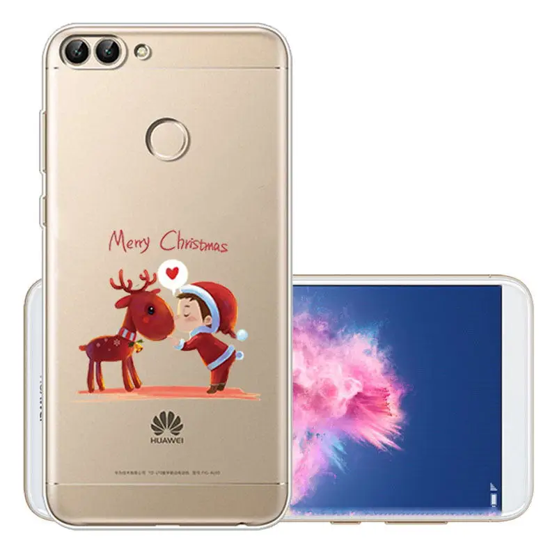 Christmas Santa Snow Patterned Clear Soft TPU Case Cover For Huawei P Smart P20 (5)