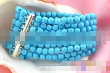 

FREE SHIPPING>>>@@ 0691 8ROW ROUND NATURE SKY-BLUE TURQUOISE BRACELET