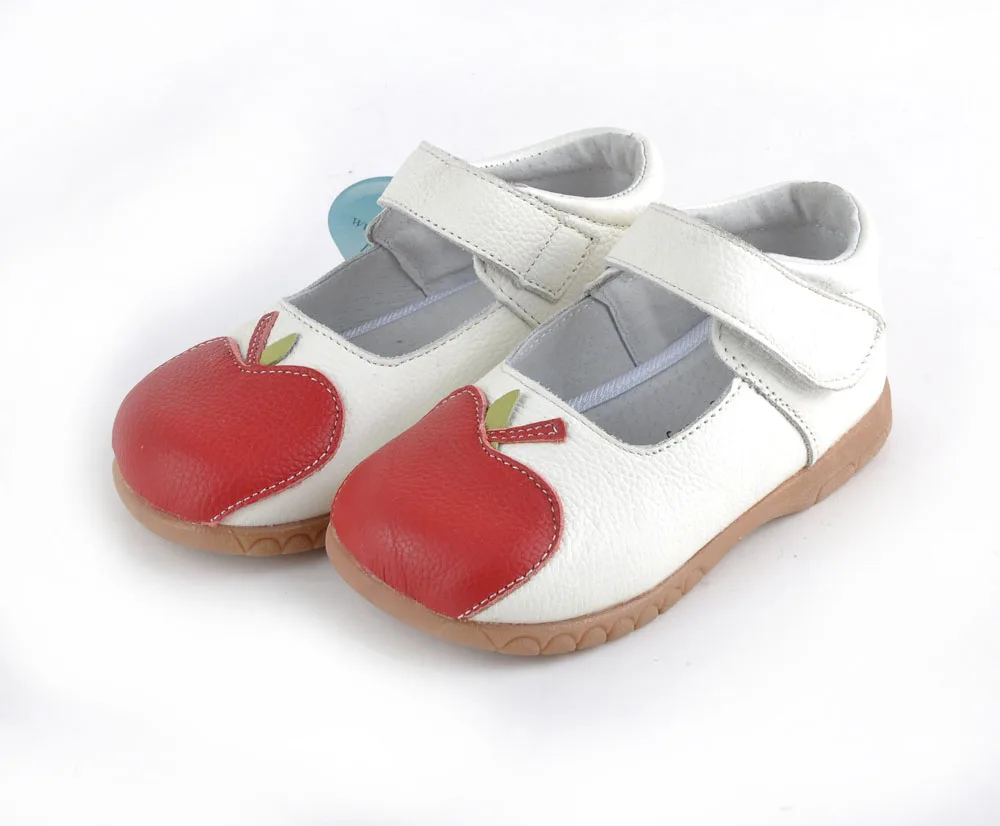 Мягкие кожаные туфли для маленьких девочек; белые туфли mary jane с красным яблоком; Новое поступление; подарок; Розничная и ;