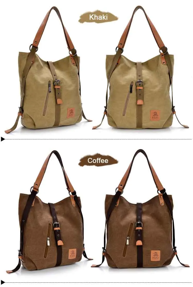 Women's Washed Canvas Handbag Large Capacity Shoulder Bags Female Casual Crossbody Tote Lady Vintage Camel Black Messenger Pack (8)