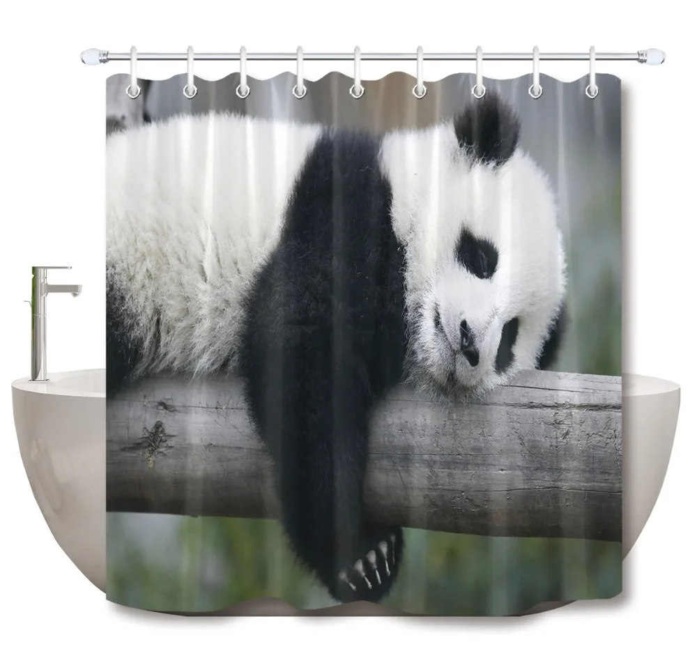 Black and white dog Shower Curtain Bathroom Decor Waterproof Fabric /& 12hooks