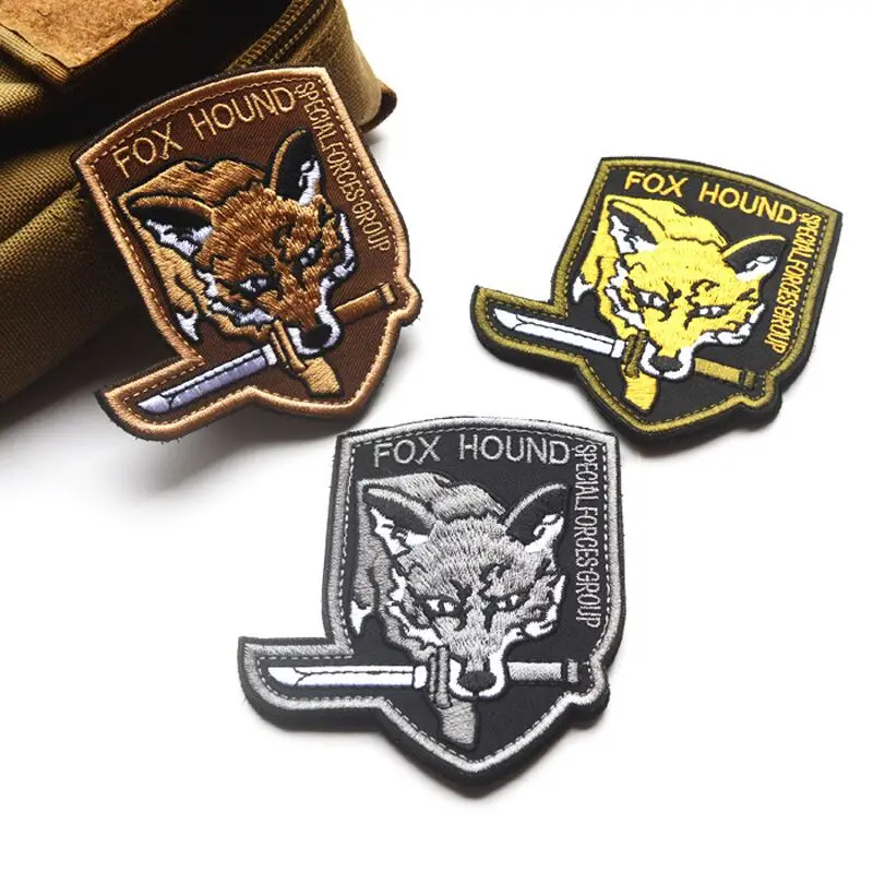 Embroidered Patches Metal Gear Solid MGS FOX Patch Hook& Loop Embroidery Stickers Military Chapter Badges For Clothes PATCH