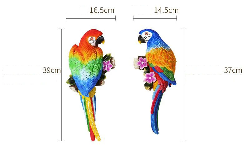 Европейский пасторальный 3D стерео смолы попугаи настенные Висячие украшения в виде птиц креативный домашний фон настенные украшения Фреска ремесла Искусство