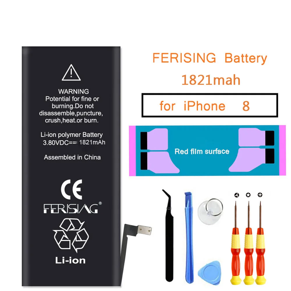 For iPhone 8 Battery FERISING 2019 100% Capacity ATL Cell Phone Repair bateria Replacement Batteries For iphone8 0 cycle