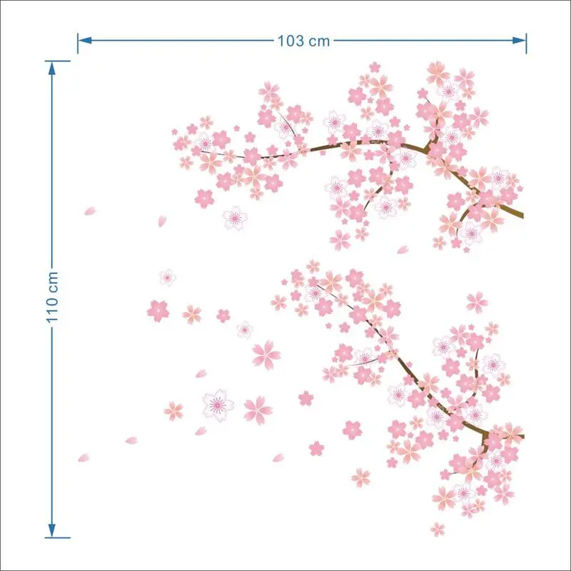 Розовый цветок ветка дерево вишня цветы украшение дома настенные наклейки гостиная спальня семья Современная Наклейка на стену