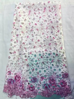 

free shipping by DHL 5 yards Handmade clothing fabric net guipure lace fabric african cord lace fabric for woman wedding dress