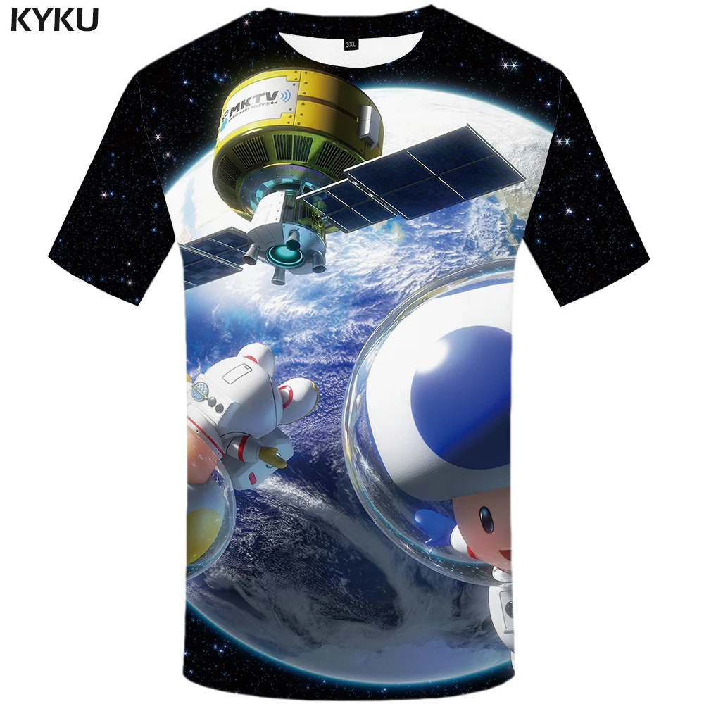 

Funny T shirts Galaxy Space T shirt Men Astronaut T-shirts 3d Earth Tshirts Casual Cartoon Anime Clothes Metal Shirt Print