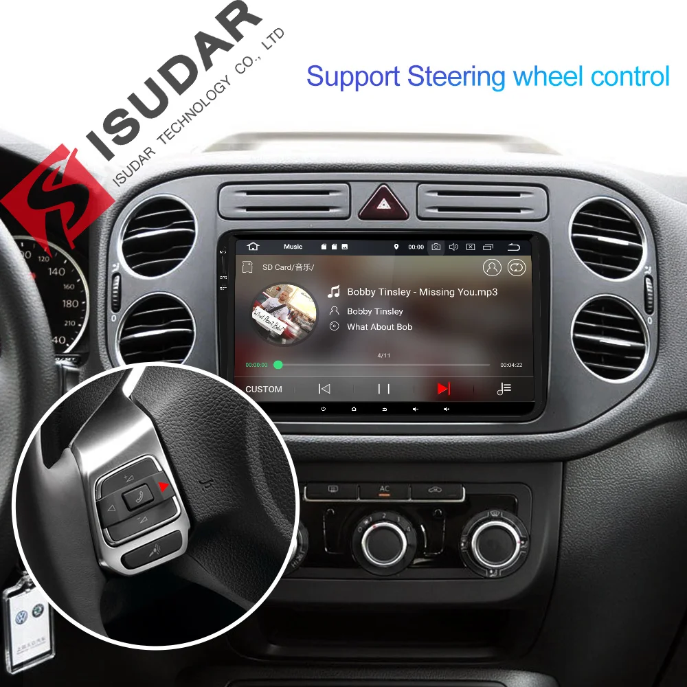 Sale Isudar Car Multimedia Player GPS Android 9 For VW/Golf/Tiguan/Skoda/Fabia/Rapid/Seat/Leon 8 Core RAM 4GB DSP Auto Radio 1 Din FM 4