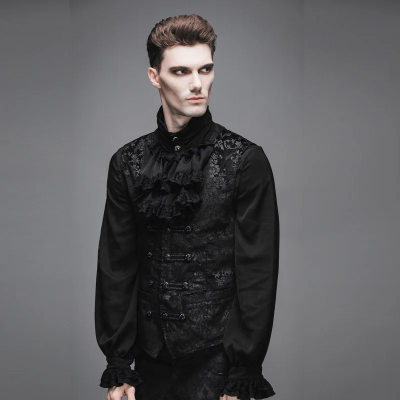 Devil Fashion Mens Blouse Shirts Gothic Steampunk Lace Victorian Aristocrat Top
