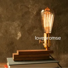 Лофт Винтажный стиль ретро украшение стола свет Твердый Деревянный Диммер Настольная лампа для чтения лампа для прикроватного кафе бар магазин кофе