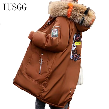 

2020 Fashion Winter Coat Large Fur Cotton Padded Jacket Warm Hooded Long Paragraph Thicken Coat Big Fur Collar Loose Outwear