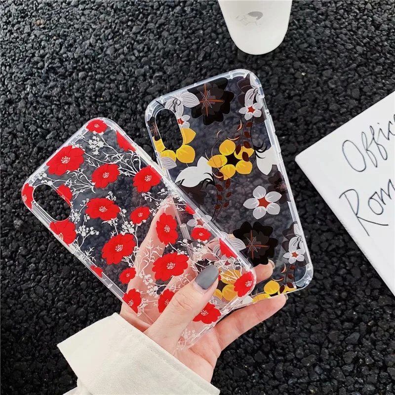 

Fashion Emboss Flowers Pattern Floral Soft TPU Phone Case For iPhone 7 6 6s 8 Plus X XS Max XR Ultra Thin Transparent Coque Capa