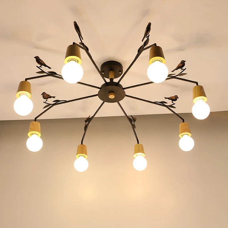 Luces de techo lámparas Vintage para la sala de iluminación de la luz de techo de hierro forjado Luminaria E27 bombilla iluminación del hogar Accesorios