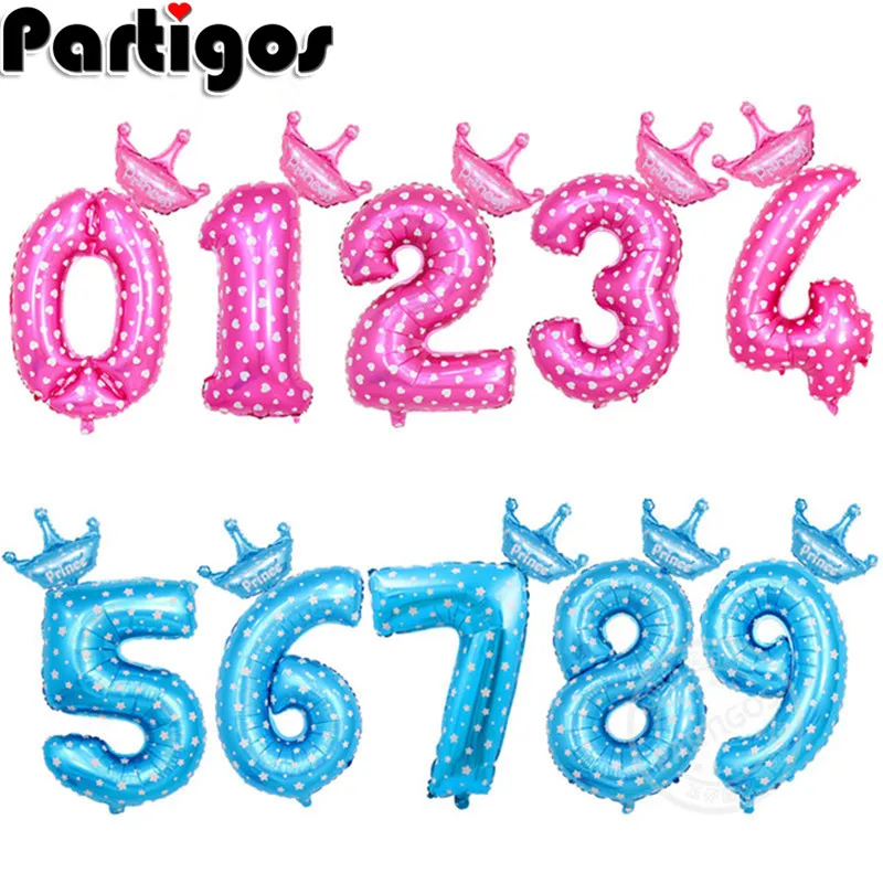 2 шт. 32 дюйма синий розовый шар с цифрами С Днем Рождения шар на день рождения украшения для детей Для мальчиков и девочек вечерние шары с цифрами