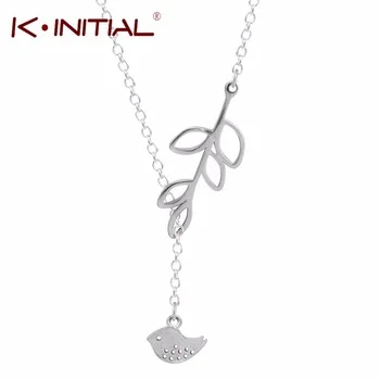 1Pcs Hot Fashion 925 Silver Jewelry Leaves Bird Pendant Statement Necklace Animal Birds Chokers Necklaces for Women Bijoux Gift