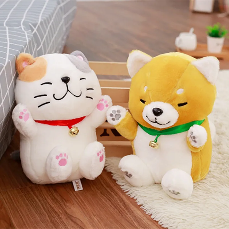 

1pc 30cm Cute Shiba Inu Dog & Lucky Cat Plush Toys Soft Stuffed Animal Toys Dolls Lovely Toys for Kids Girls Valentines Gift