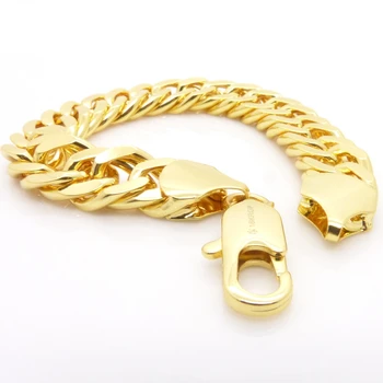 

Heavest Double Cuban Chain Stamped GP Class Mens Bracelet
