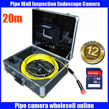 

Free Shipping 20M Cable Drain Sewer Waterproof Pipe Camera Pipeline Inspection system 7" LCD DVR System 6Pcs White LED Lights