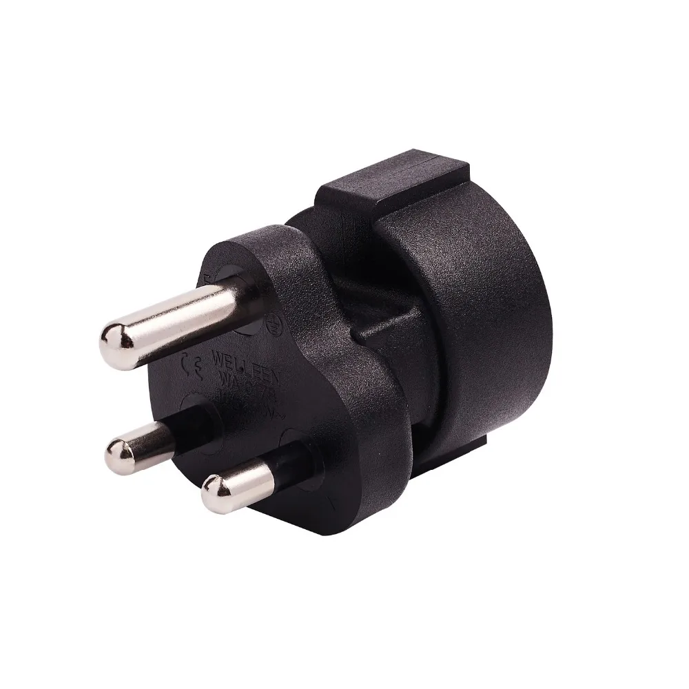 Black Copper Standart 16a 250v South Africa Male To European Female Embedded Power Adaptor Plug