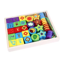 Деревянные игрушки Разноцветные бисером детская одежда по уходу за детьми зрительно-моторная координация тонкой развитие навыков детская развивающая игрушка