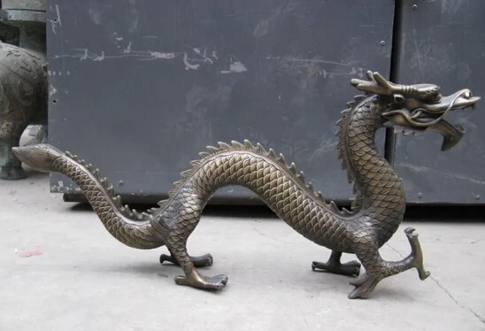 

wholesale factory Chinese Folk collection Old Bronze Copper Made myth Lucky Fly Dragon Statue