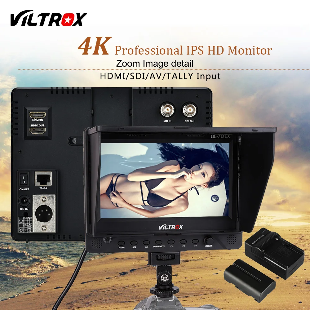 US $241.67 Viltrox DC70EX 7 4K Professional HD Camera Video Monitor LCD Display 1024600 HDMI SDI Input For DSLR Canon Nikon Camcorder
