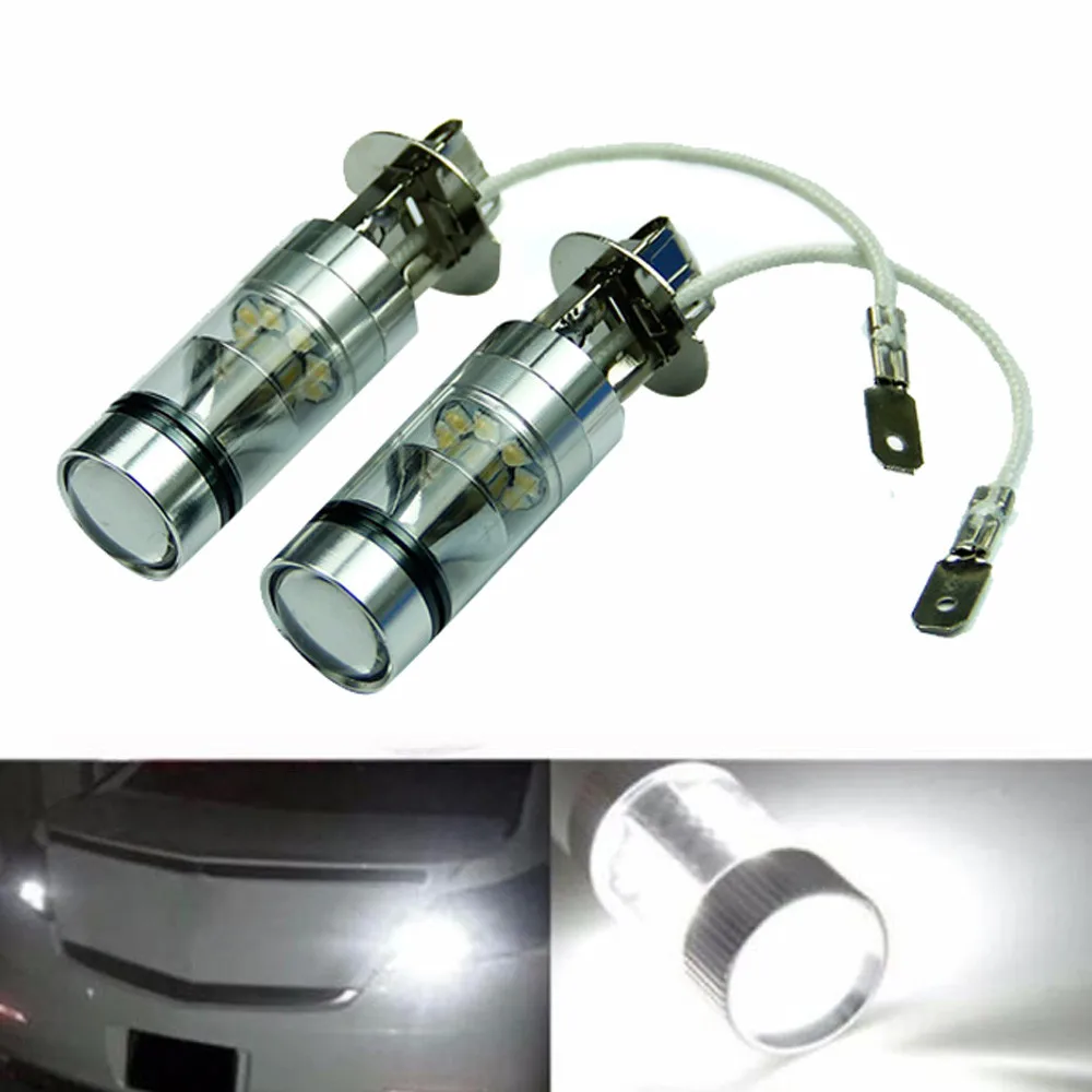 

New LED Car light 2 Pcs 100W H3 LED bulb 20 SMD Car Fog light Cree Chip12V ~ 24V 360 Degrees White Working Lamp LED Light 2019