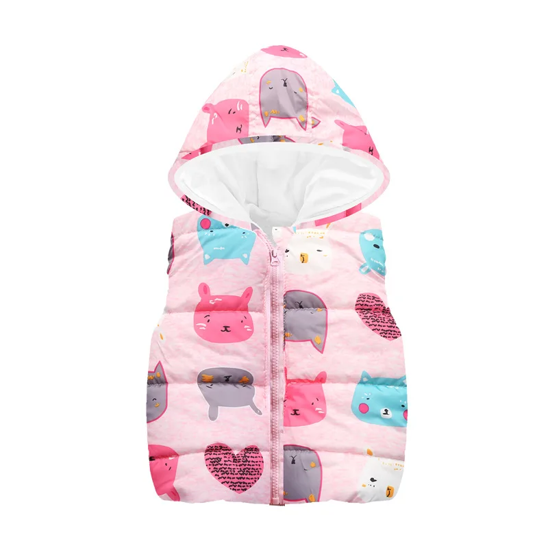 Autumn Winter Girls Vests Children's Cotton Warm Coat Baby Boy Dinosaur Hooded Waistcoat Kids Cartoon Cute Outerwear Clothing Outerwear & Coats luxury Outerwear & Coats