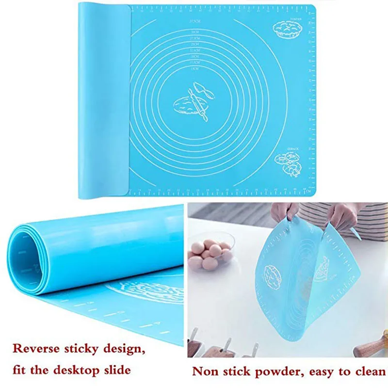 WALFOS 40x50cm Big Size Silicone Cake Dough Pastry Fondant Rolling Cutting Mat Baking Pad Pastry Boards Cookie Baking Mat