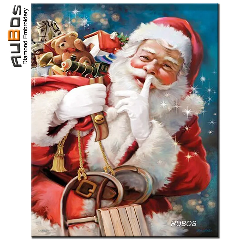 RUBOS Santa Claus DIY 5D Diamond Mosaic Diamond Painting Cross Stitch Embroidery Sale Pattern Full Rhinestone Kid Gift Christmas (4)