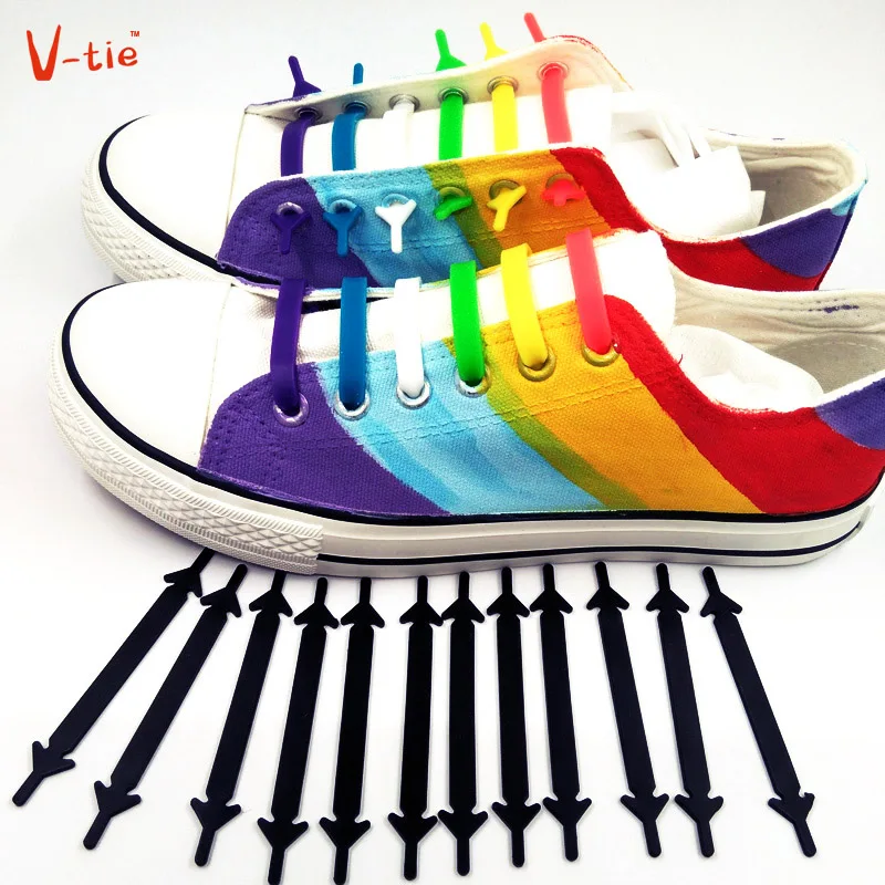 

Suit 1 Set 12pcs New Creative Flexible Luminous Silicone Lazy Laces Round Creative No Tie Shoelaces Elastic Silicone Shoe Laces