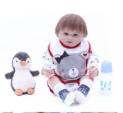 NPK22 дюймовый 57 см Силиконовые ребенка возрождается куклы, реалистичные игрушки младенцы reborn куклы Синий красивый мальчик набор глаза