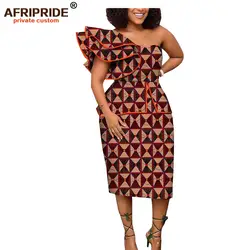 2019 Африканское весеннее платье для женщин AFRIPRIDE с коротким рукавом-бабочкой до середины икры Длина одно плечо женское Хлопковое платье A1825086