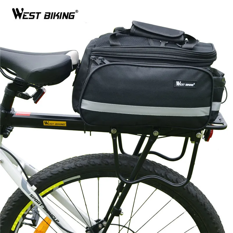 Perfect WEST BIKING 50kg Capacity Bike Racks+Bag Waterproof Bicycle Rear RainCover Bag Volume 10-25L Riding Bicycle Bike Cycling Bag 1