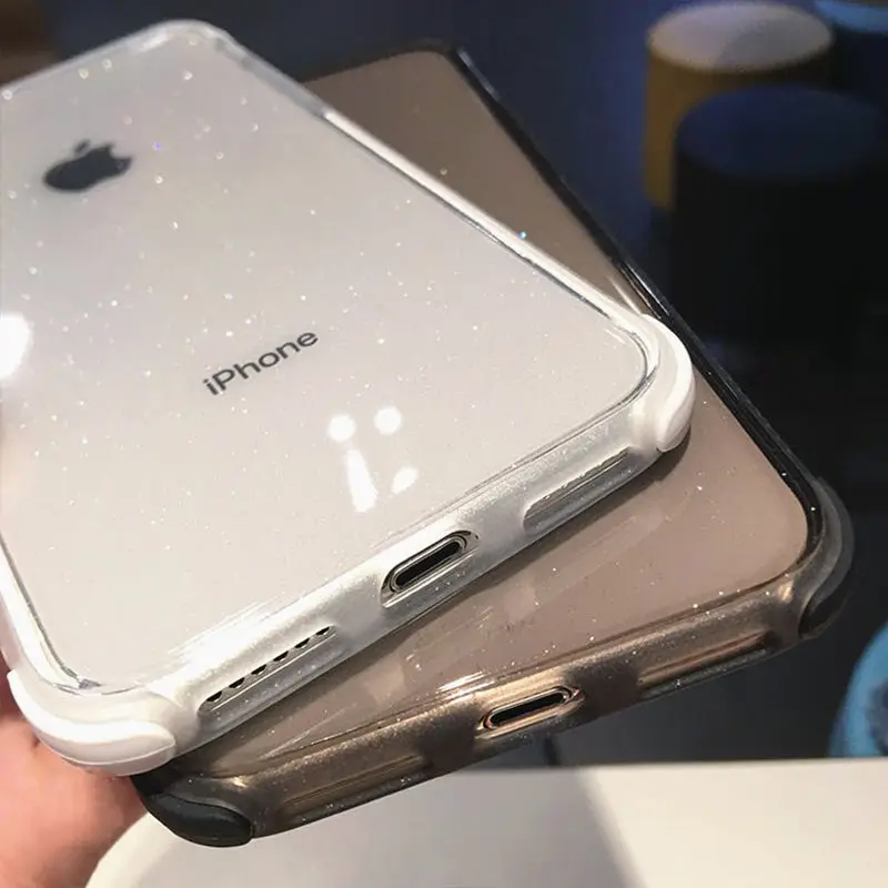 Блестящий чехол для телефона с порошком iPhone X XR XS Max 8 7 Plus 6 6S прозрачный мягкий