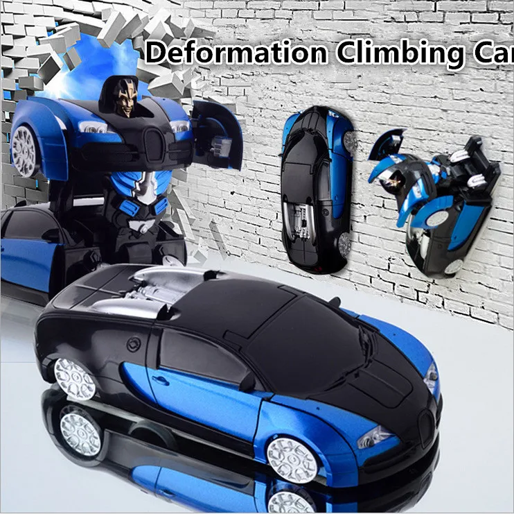 Bugatti stunt climb car Models Deformation Robot Transformation Remote Control RC climbing Car Toys strong adsorption