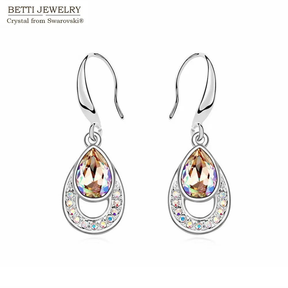 

2016 New Arrival 6 colors crystal drop earrings With Genuine Crystals From Swarovski good for women for Valentine's Day gift