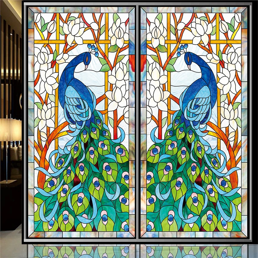 Peacock Classic Style Vintage Painting Frosted Films Decorative Stained Glass Window Film Door Wall Stickers Home Decor Decals Decor Wall Sticker Sticker Tattoosticker Cover Aliexpress