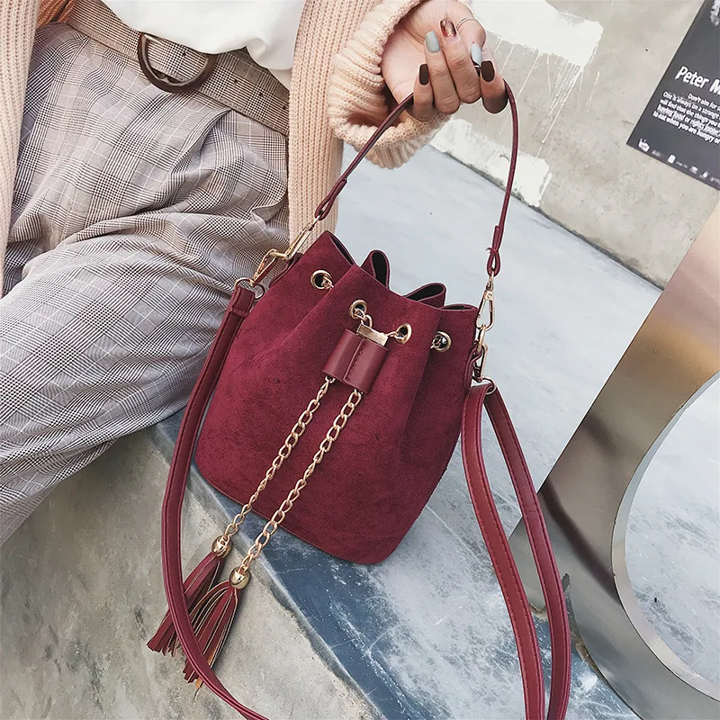 Meloke 2019 عالية الجودة المرأة الجلد المدبوغ حقائب كتف شرابة دلو أكياس للفتيات crossbody أكياس المرأة حقيبة sac فام M337