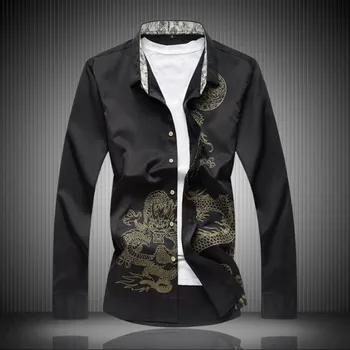

2018 New Men's High Quality Casual Printing Large Size Mens Shirts Fashion Brand Casual High Street Square Collar Men Shirt