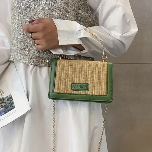 Lady Straw Bucket Rattan Woven Handbag Summer Beach Circle Shoulder Bag Ladies Beach Bag Handbags Bag For Women 2019 12*18*7cm