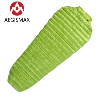 

Aegismax Ultralight Lengthened Mummy Sleeping Bag White Goose Down Outdoor Camping Sewn Through Black&Green 200x80cm