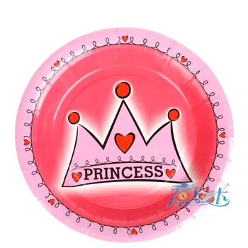

50pcs/lot of 7inch princess crown theme paper plate tableware for birthday,party, festival