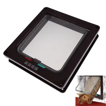 

4 Ways Lockable Dog Cat Kitten Door Security Flap Door ABS Plastic Animal Small Pet Cat Dog Gate Pet Supplies