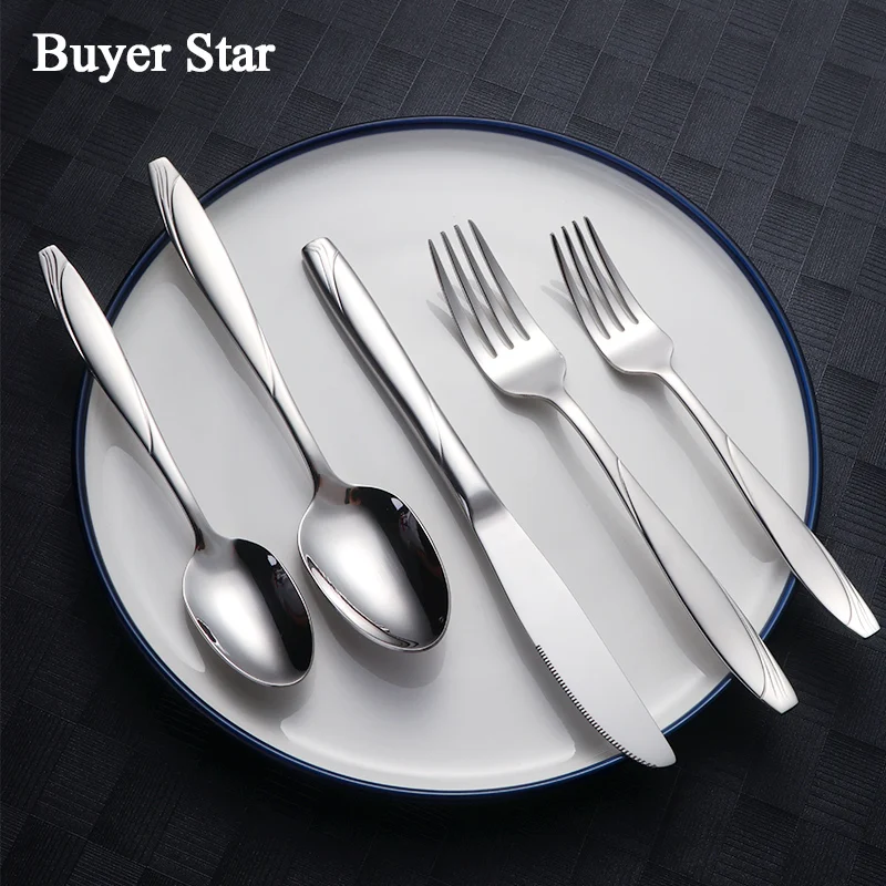 5Pcs/set 18/10 Stainless Steel Tableware Super Quality Cutlery Sets