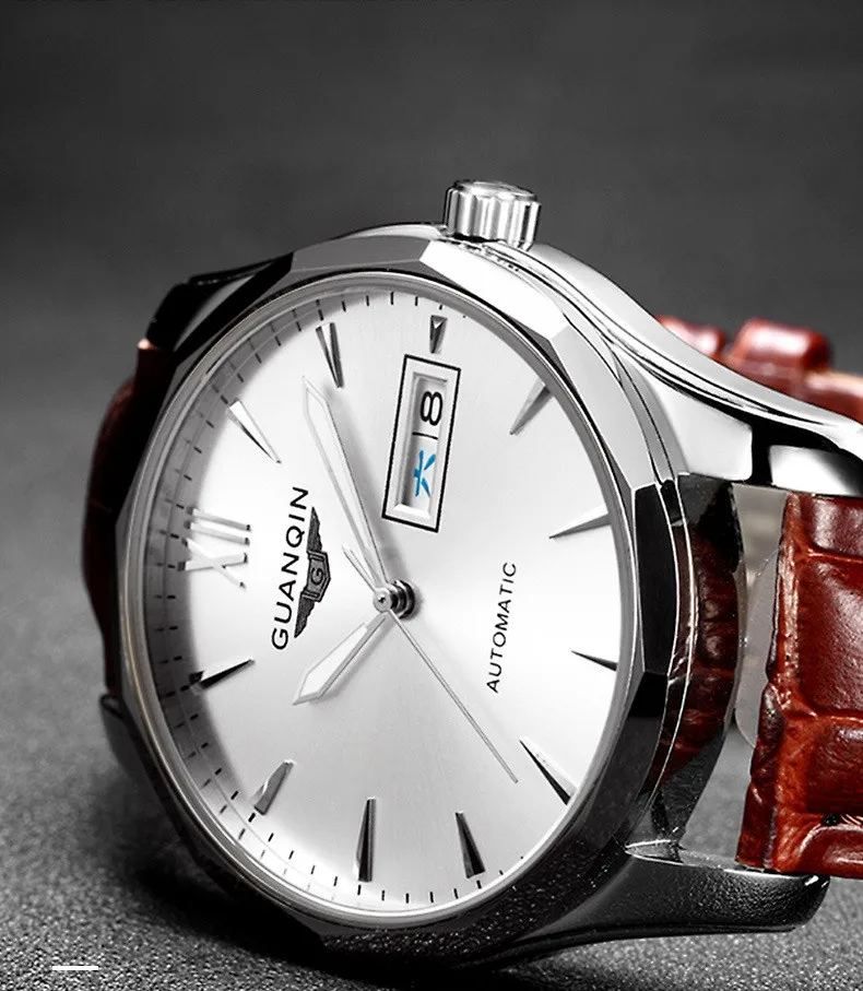 GUANQIN Luminous Men Watch Automatic Mechanical Tungsten Steel Watches Date Calendar Japanese Movement Watch with Leather Strap (19)