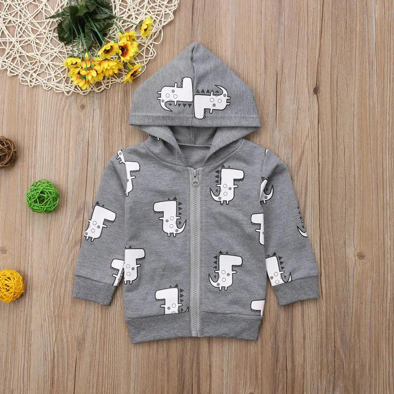 

Dinosaur Jacket Toddler Baby Boys Autumn Hooded Sweatshirt Cartoon Clothes