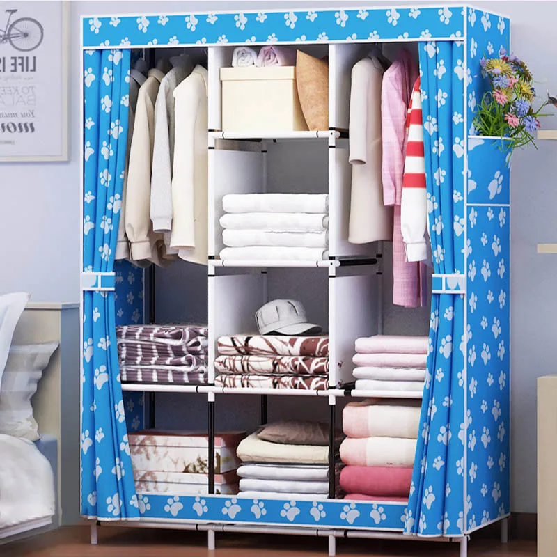 

Big size Wardrobe Non-woven Fabric Steel frame reinforcement Standing Storage Organizer Detachable Clothing Closet furniture